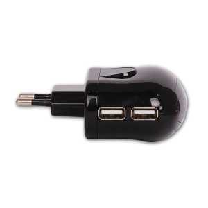 RETRO 5V 2.1A iPad, Tablet, Telefon USB �arj Adapt�r� - Siyah - �ift USB