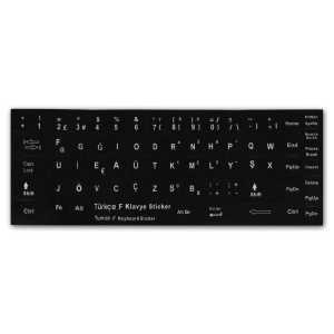 Notebook Klavyeleri ��in T�rk�e Sticker Seti - F Siyah