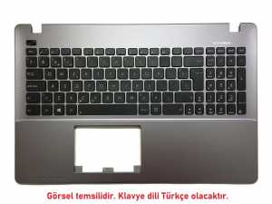 Asus X550L Notebook Klavye - Tu� Tak�m� / Siyah - TR - Silver �st Kasa